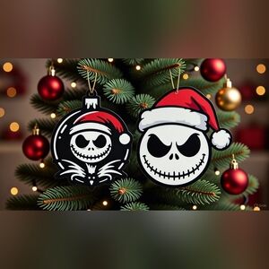 Jack Skellington Inspired Christmas Ornament – 3D Printed PLA – Holiday Tree Dec